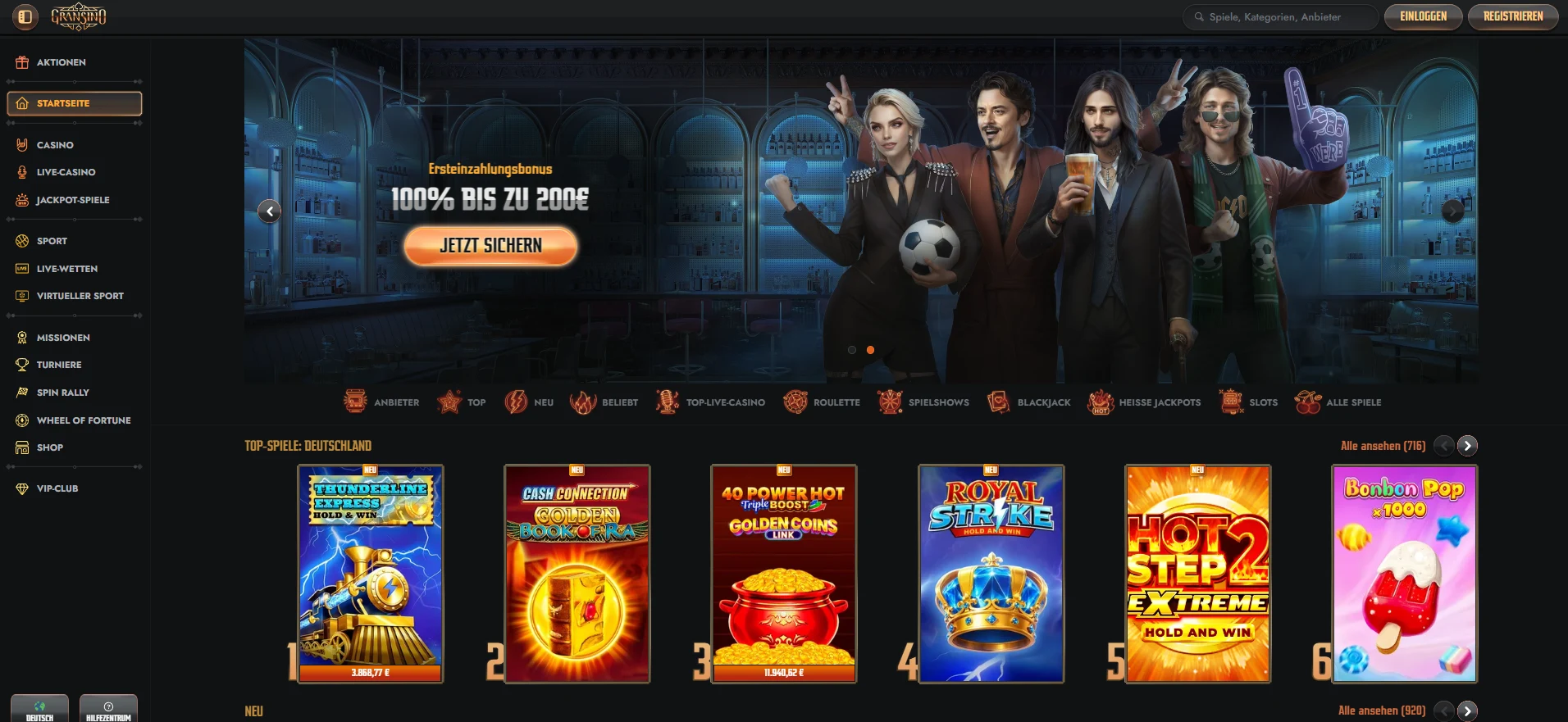 Gransino Casino Hauptseite